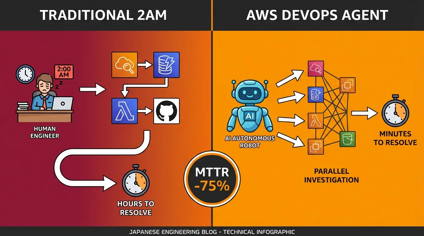 AWS DevOps Agentの自律的インシデント対応フロー——アラーム検知から根本原因特定まで