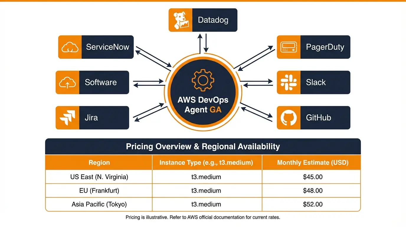 AWS DevOps Agent GA版 料金プランと提供リージョン:$0.50/分、6リージョン対応、AWSサポートクレジット適用可