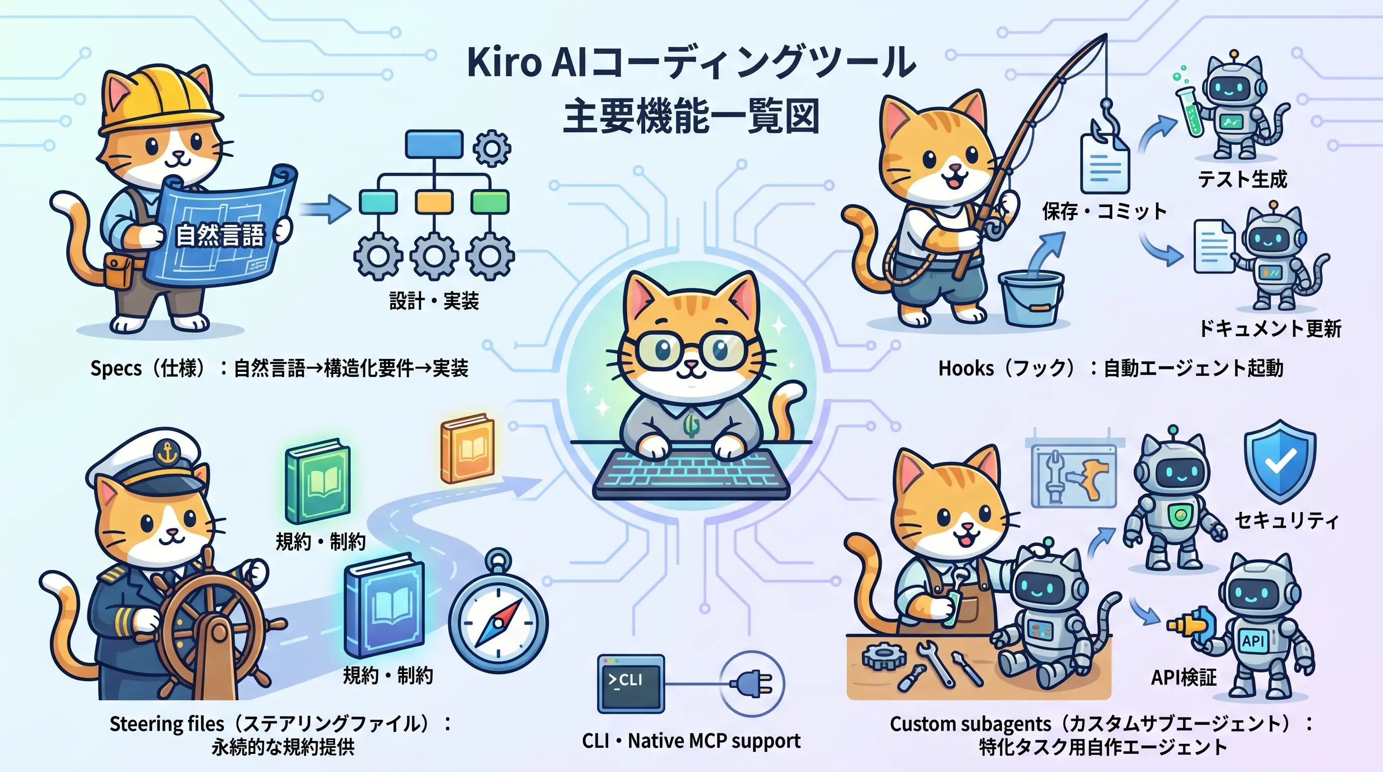 開発者がAIコーディングツールを使って作業している様子のイラスト