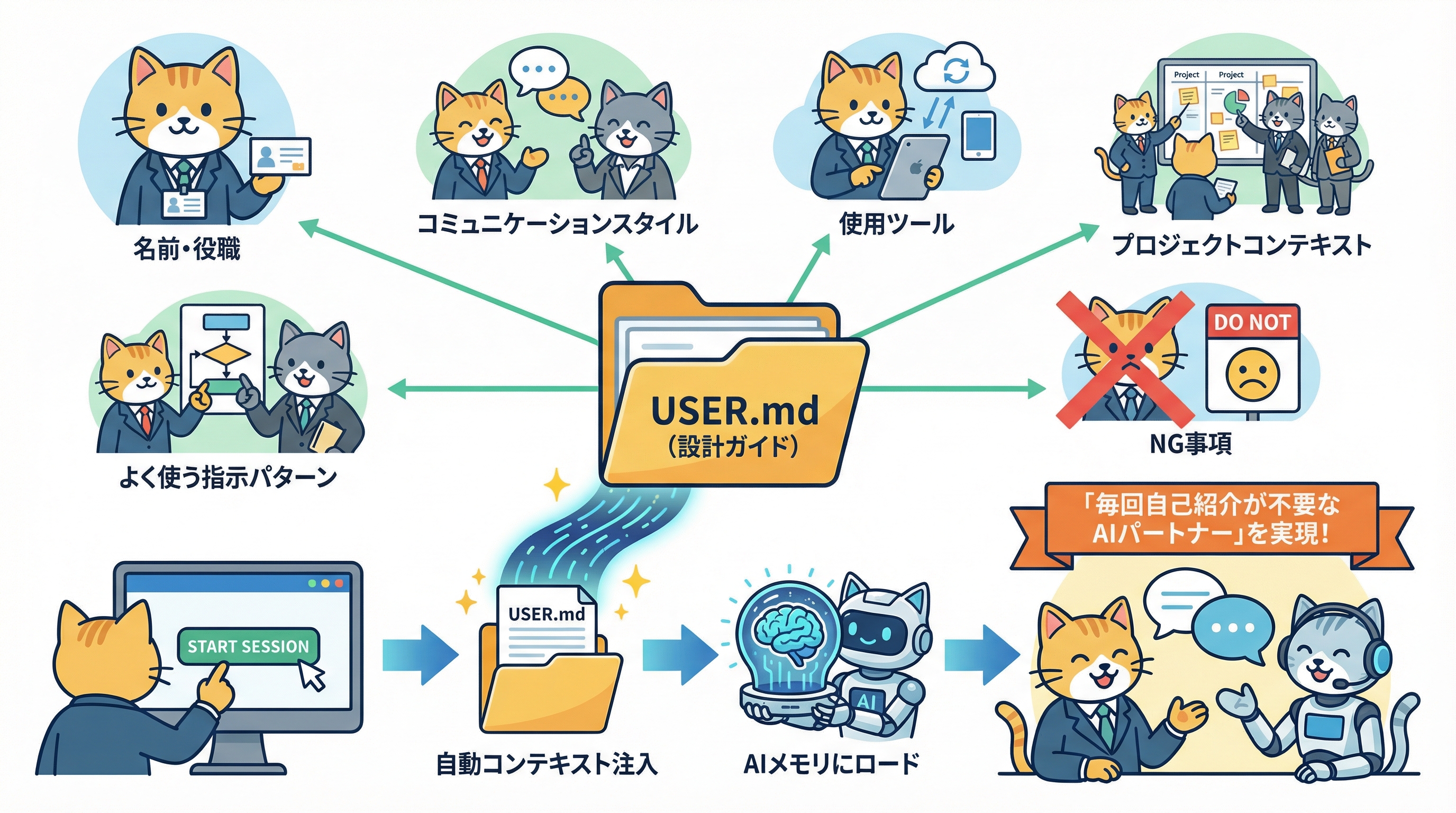 USER.mdとIDENTITY.mdがエージェントコンテキストに注入される仕組みの図解
