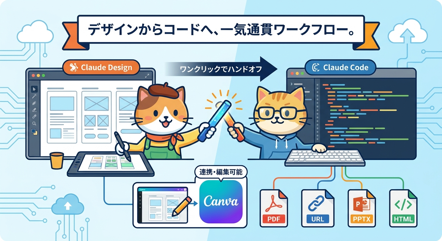 Claude DesignからClaude Codeへのハンドオフフローとエクスポート形式