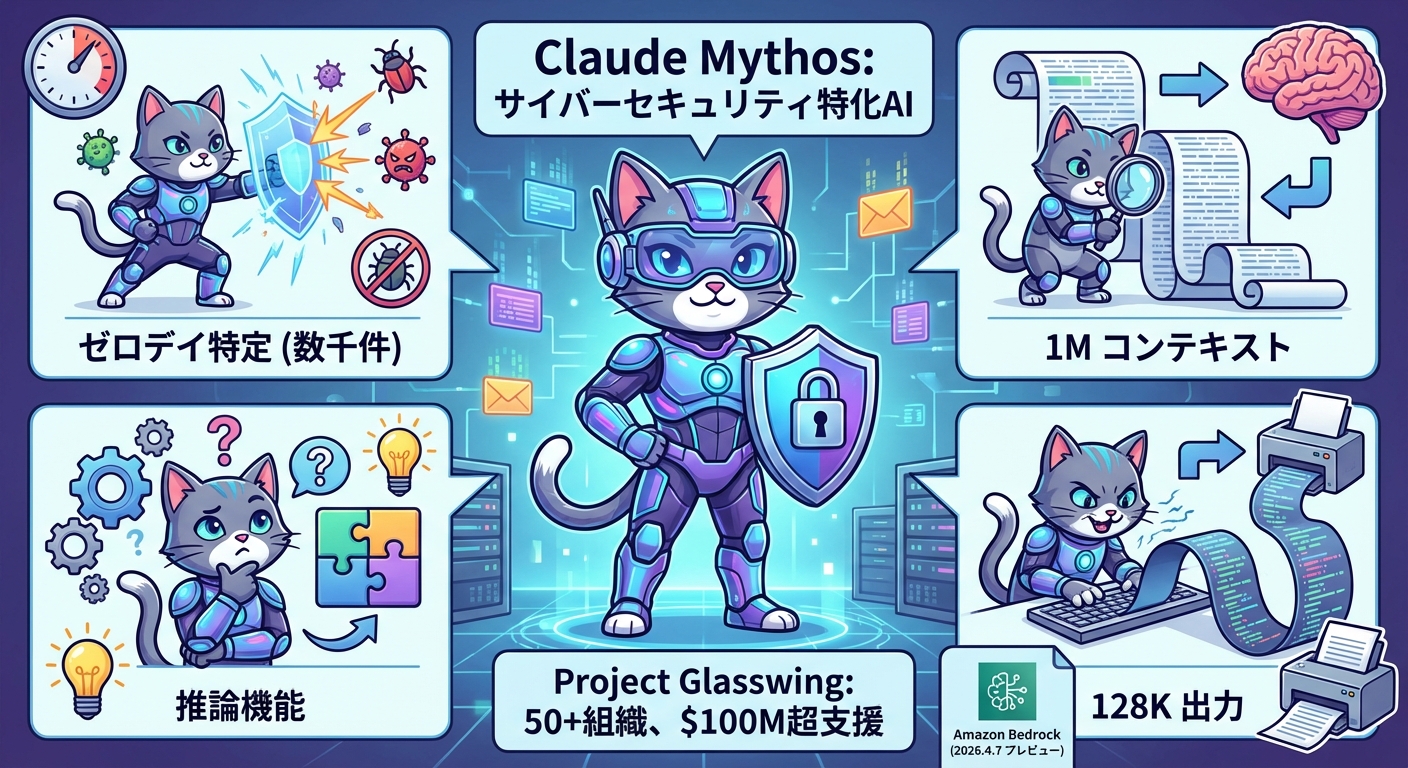 Claude Mythosの概要とAmazon Bedrockプレビューのインフォグラフィック