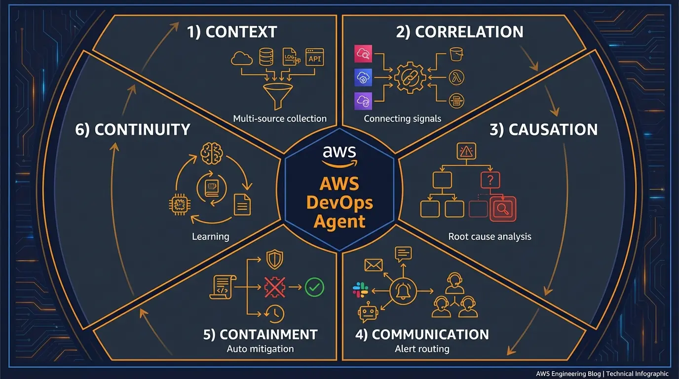 AWS DevOps AgentとLLMラッパーの違い——トポロジーインテリジェンスとAgent Spacesの概念図