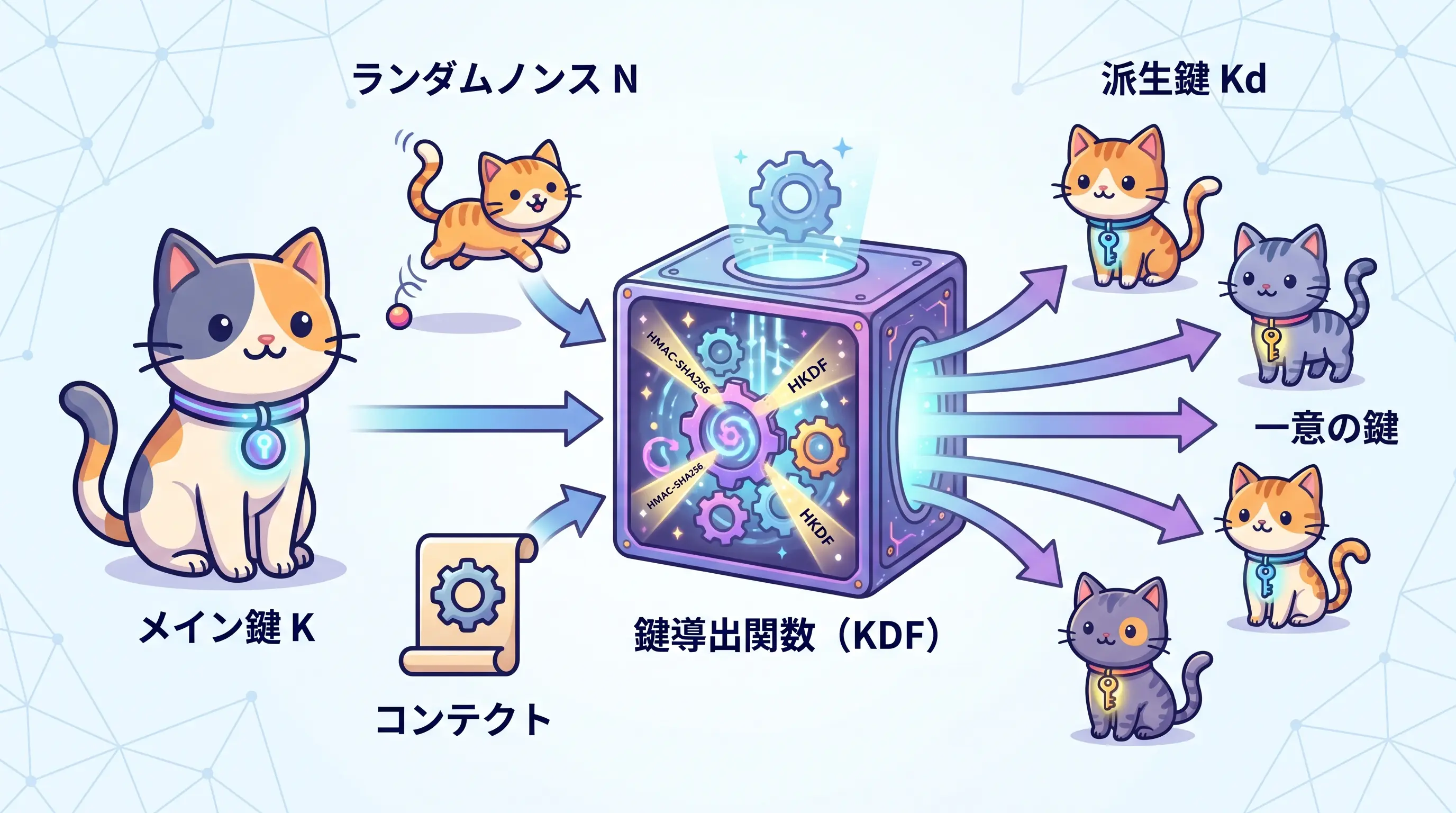 鍵導出関数(KDF)の仕組みを示す図