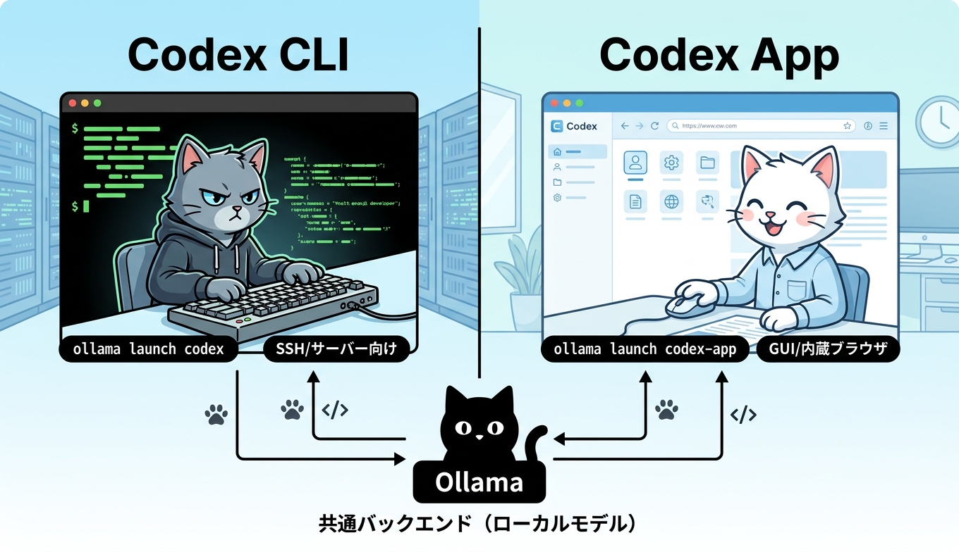 Codex CLIとCodex Appの比較インフォグラフィック