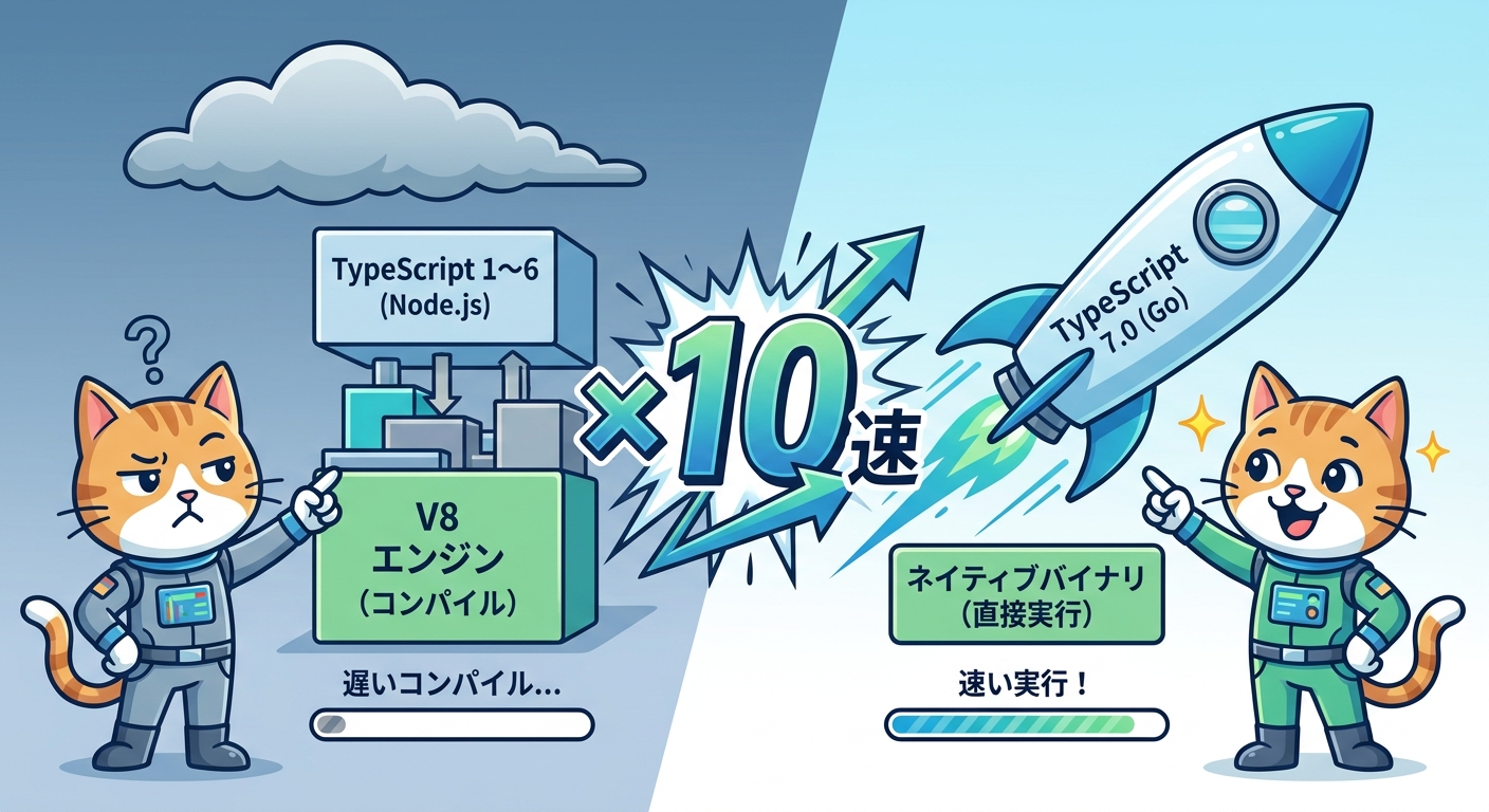 TypeScript 1〜6とTypeScript 7.0のアーキテクチャ比較